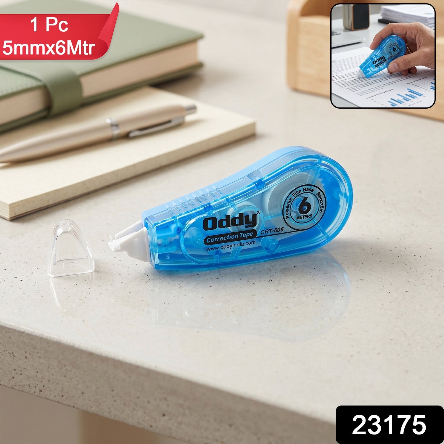 Correction Tape Smooth, dry, mess-free application for neat writing - Side View