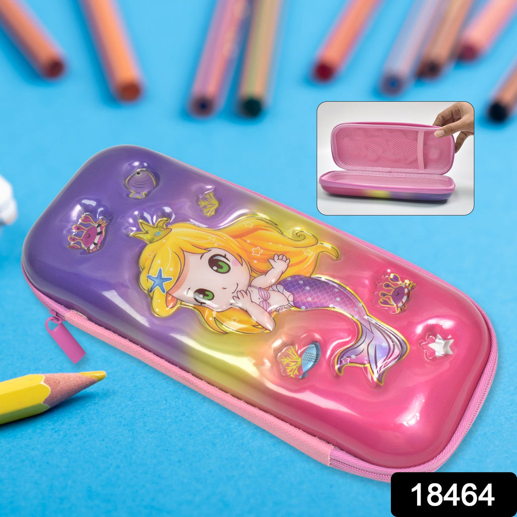Cute Cartoon Pencil Case Durable Hard Shell with Zipper - Side View