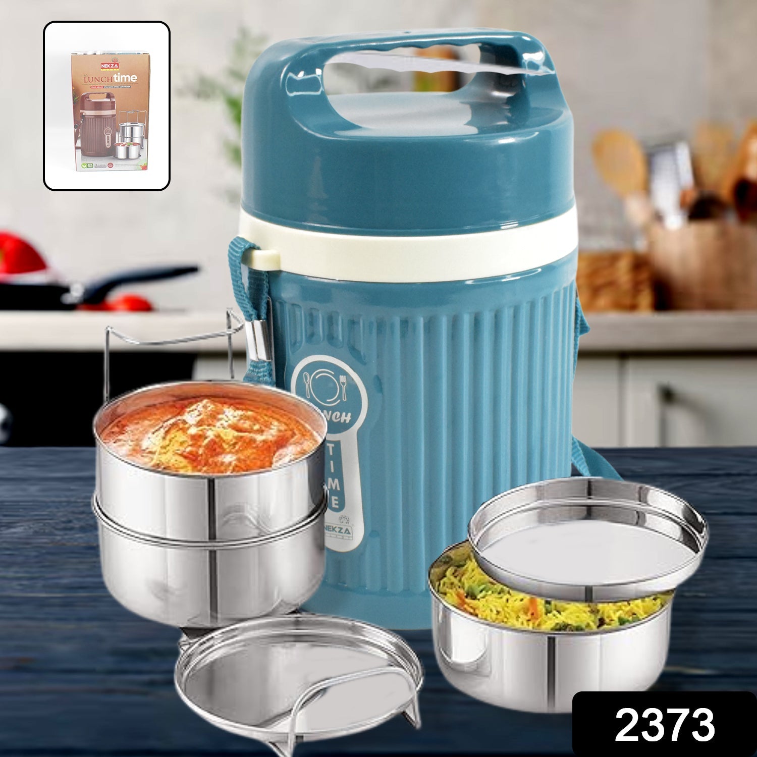 ALVENZA Insulated Stainless Steel Tiffin – 3 Compartment Leakproof | Nekza