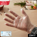 Disposable Plastic Gloves Food-safe 100-piece pack for hygiene - Side View