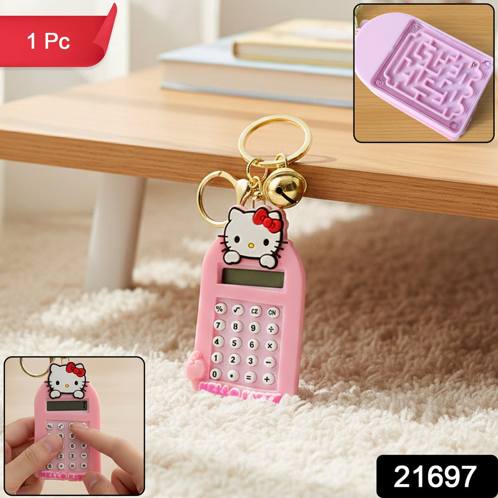ALVENZA Cartoon Cat Calculator Keychain – Portable Mini Digital Calculator