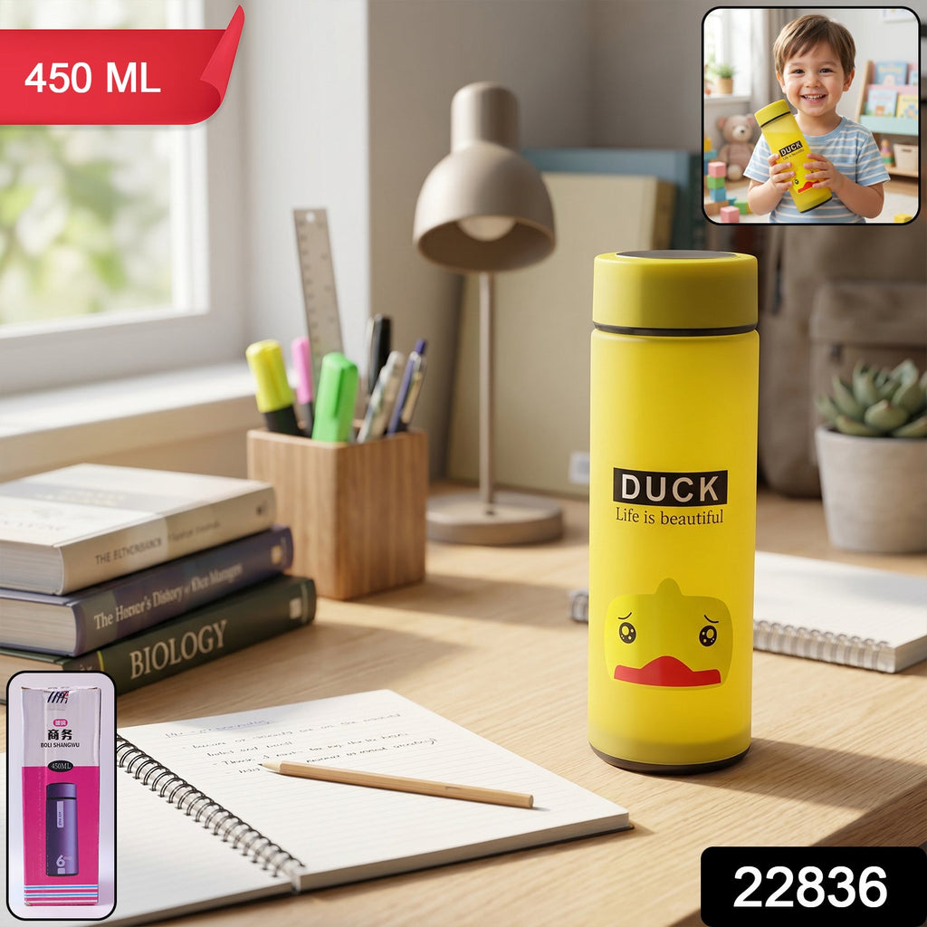 Frosted Glass Kids Water Bottle Leak-proof & Stylish Design - Side View
