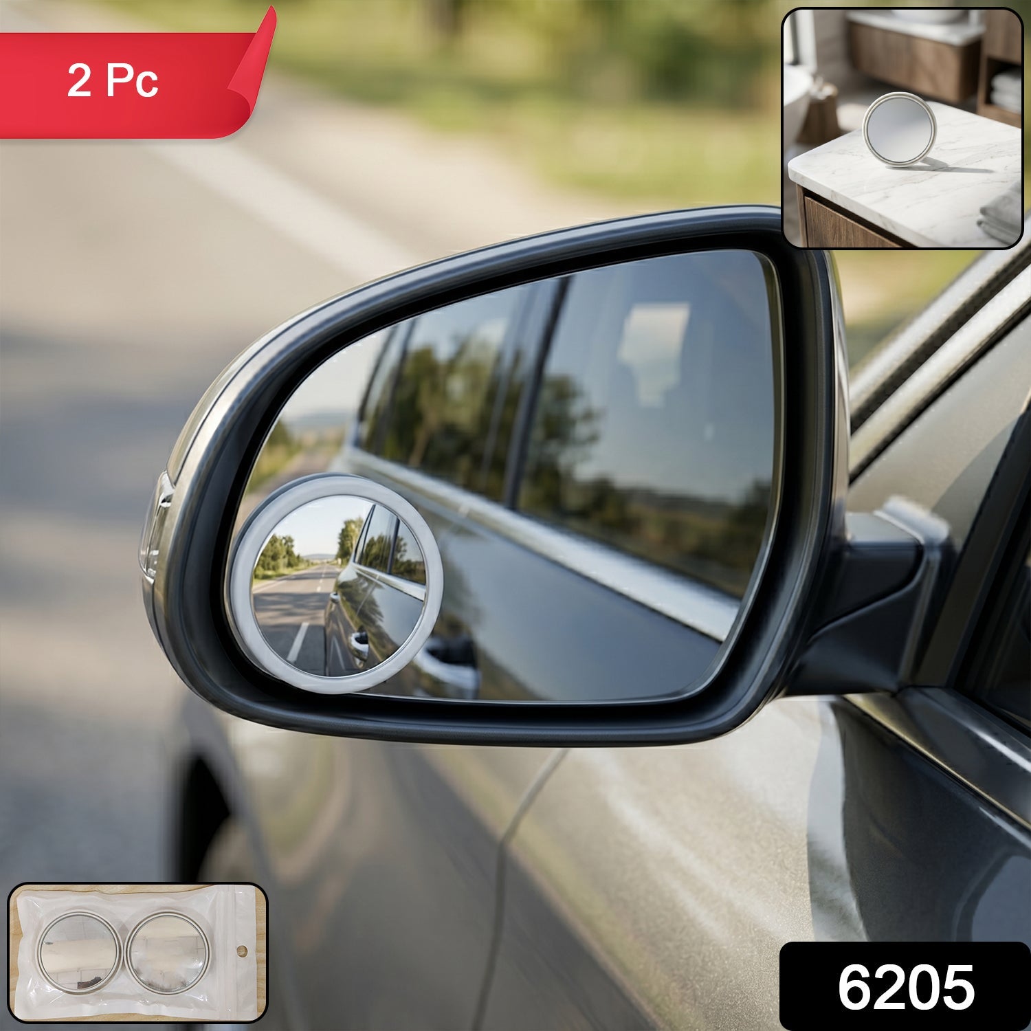 ALVENZA 360° Adjustable Blind Spot Mirror – Wide Angle for Safer Driving