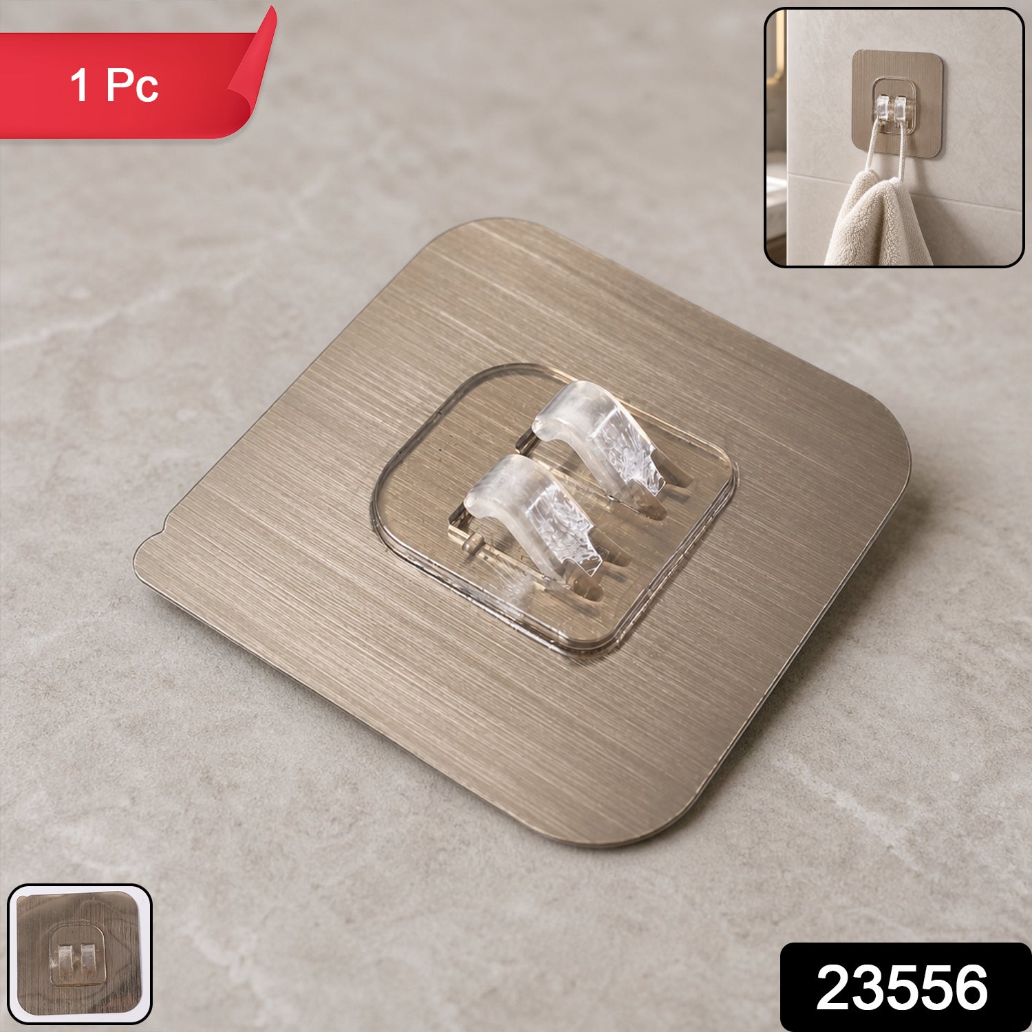 Adhesive Plastic Wall Hook Strong Hold & Easy Installation - Side View