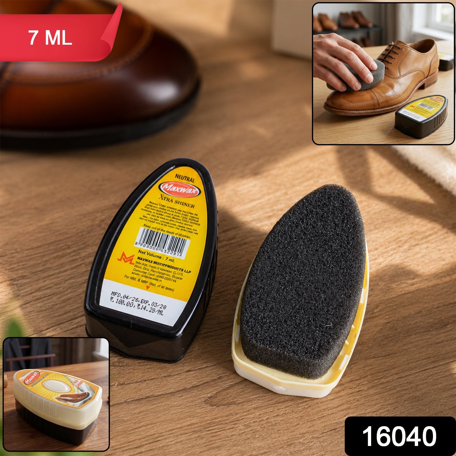 Maxwax Neutral Shoe Shiner Quick & Easy Leather Polish - Side View