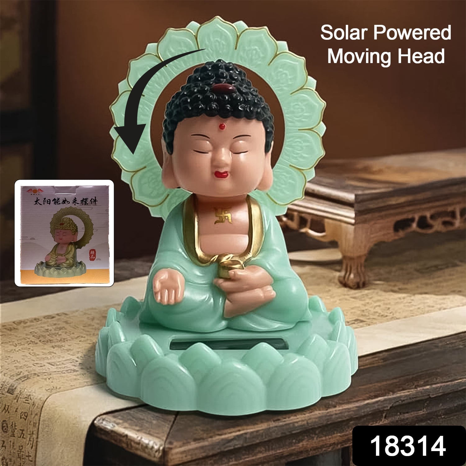 ALVENZA Solar Buddha Statue – Eco-Friendly Moving Head Decor | Styleva