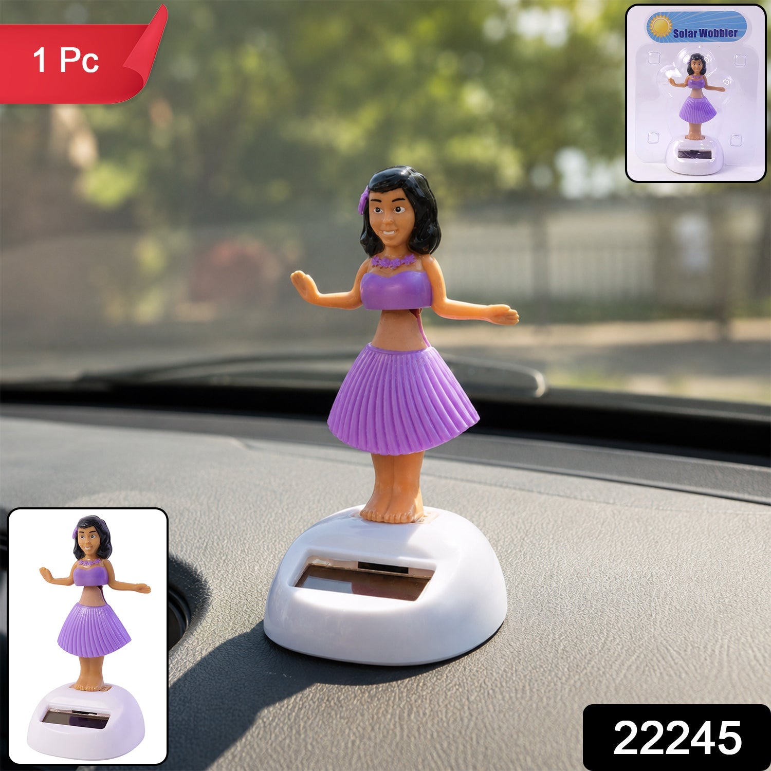 ALVENZA Solar Powered Dancing Hula Doll Bobble Toy for Car Dashboard Decor (1 Pc)