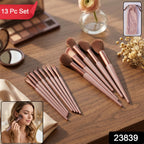 Professional Makeup Brush Set Complete 13-Piece Collection with Pouch - Side View