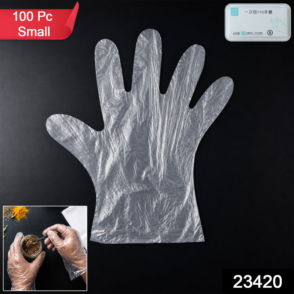Disposable Plastic Gloves Pack of 100 for Kitchen & Food Handling - Side View