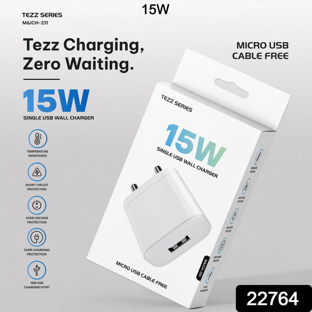 ALVENZA 15W USB Fast Charging Adapter with Micro USB Cable