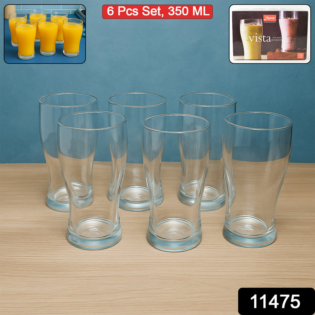 ALVENZA Unbreakable Pitcher Glass Set – Vista 350 ML, 6-Piece Durable Drinkware