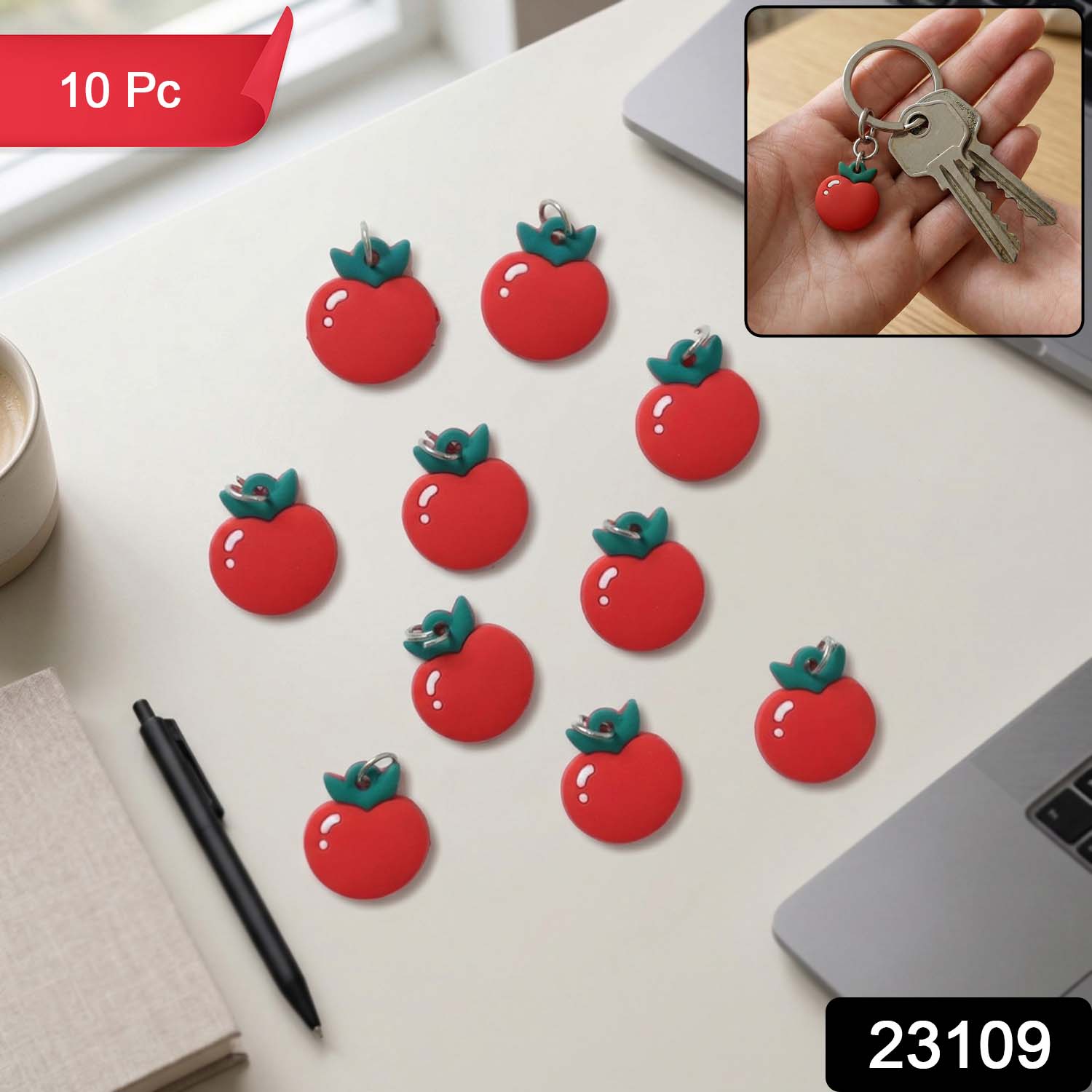 ALVENZA Red Apple Keychain – Cute & Versatile Bag Charm for Gifts
