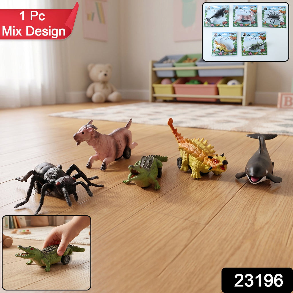 Kids Animal Pull Back Toy Fun Rolling Motion & Imaginative Play - Side View