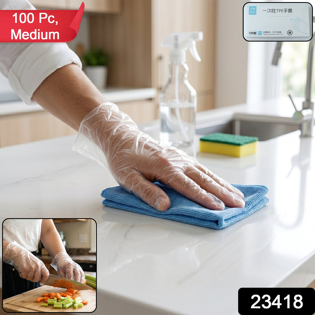 Disposable Plastic Gloves Hygienic & Comfortable for Household Use - Side View