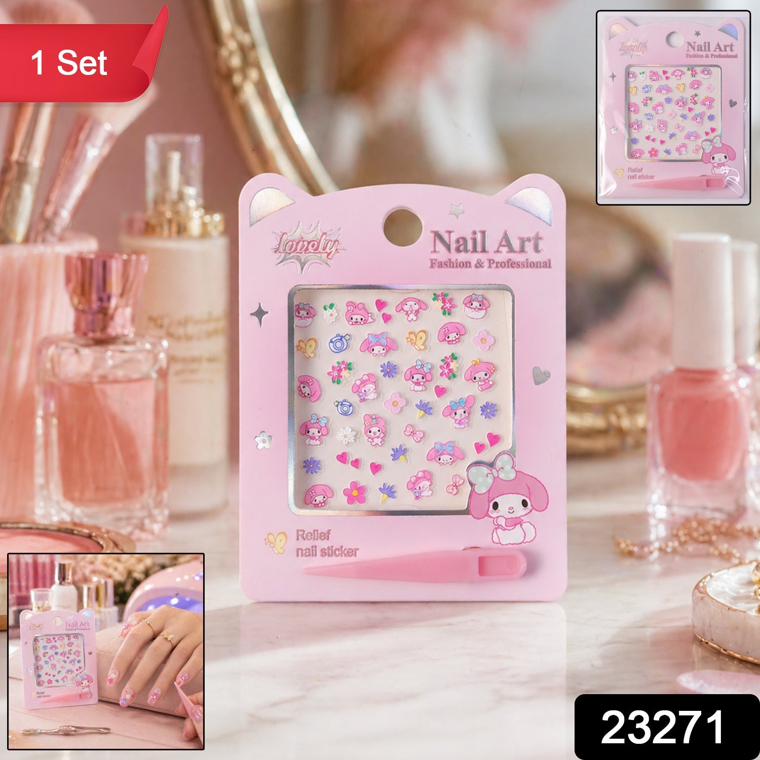 Nail Art Sticker Set Easy DIY Creative Manicure Kit - Side View