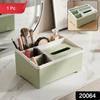 Multipurpose Plastic Organizer Box Neat Storage with Tissue Holder - Side View
