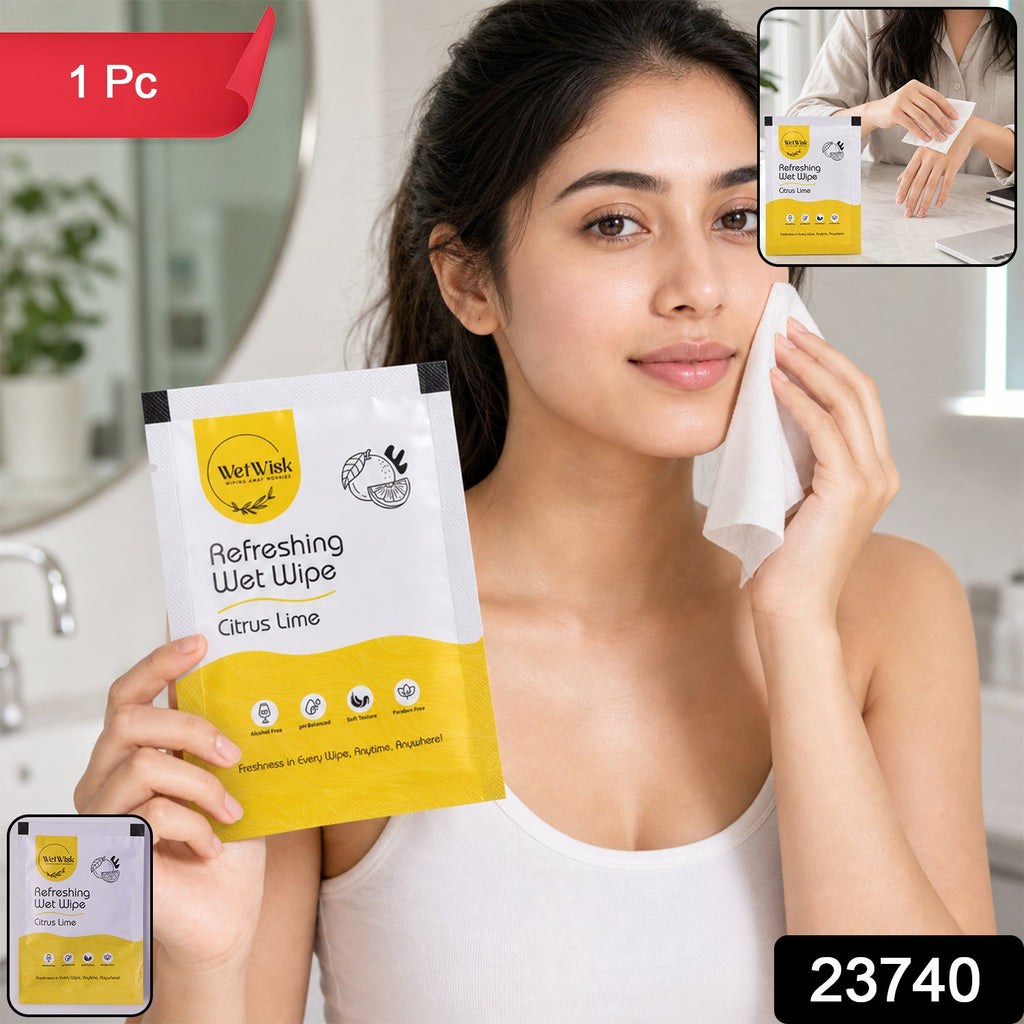 Citrus Lime Wet Wipes Refreshing & Gentle Face, Hand & Body Cleansing - Side View