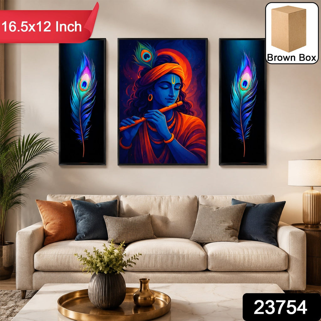 Krishna Wall Art Vibrant MDF Painting for Spiritual Dcor - Side View