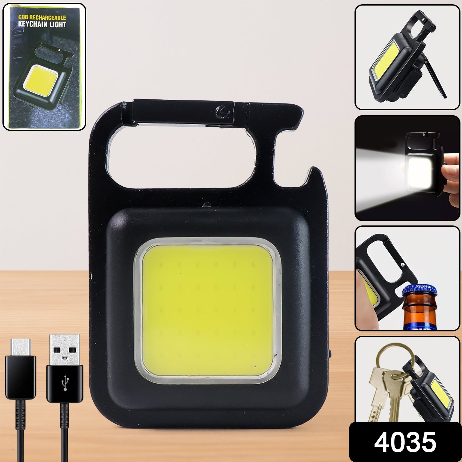 ALVENZA Rechargeable Keychain Flashlight – 4 Light Modes, Magnetic Base, COB light, | Vastate