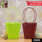 Flower Packaging Bag Reusable Waterproof Gift Carrier for Bouquets - Side View