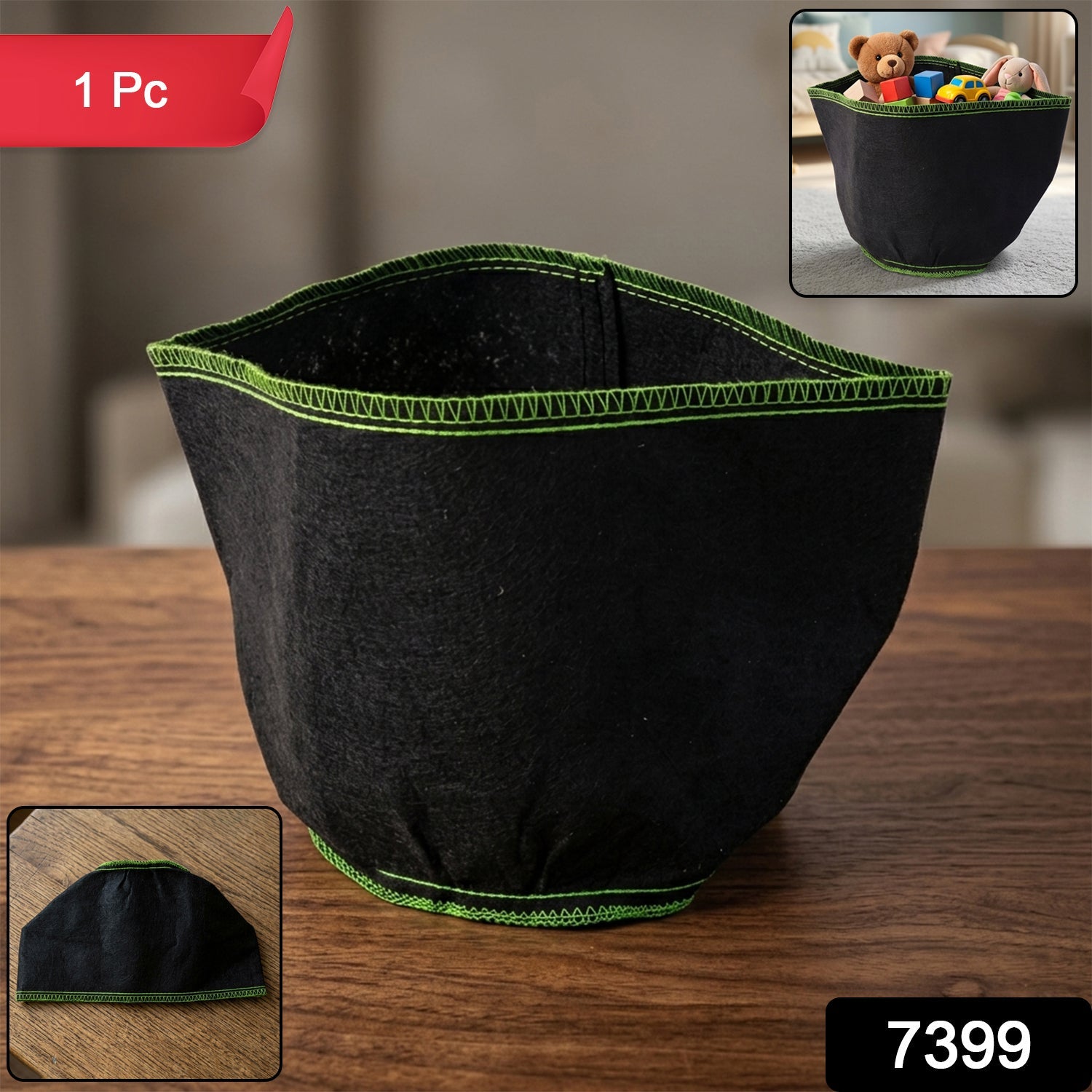 Small Foldable Fabric Storage Box Space-Saving Organizer - Side View