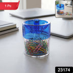 Magnetic Pin & Paper Clip Dispenser Compact Desk Organizer for Office & Home - Side View