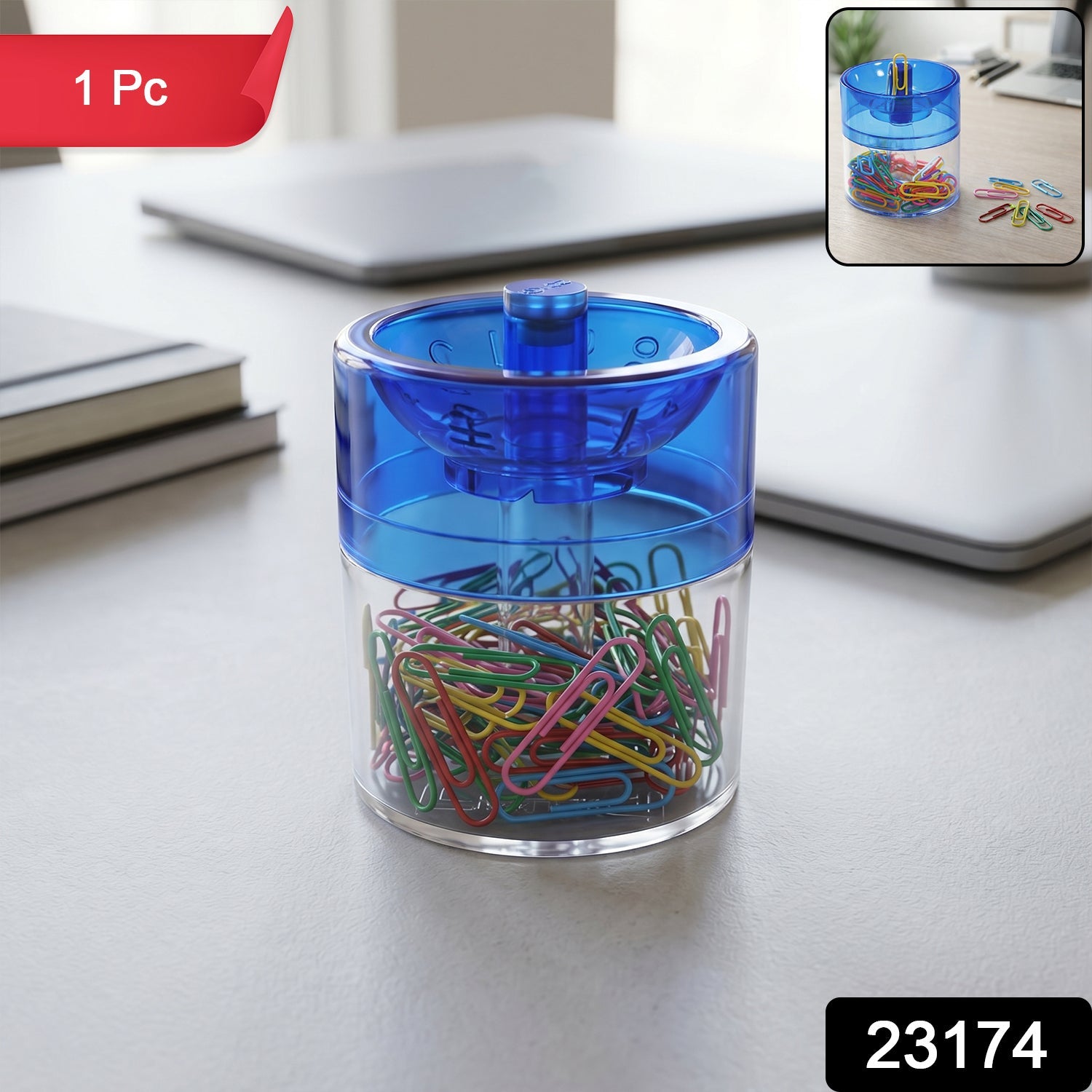 Magnetic Pin & Paper Clip Dispenser Compact Desk Organizer for Office & Home - Side View