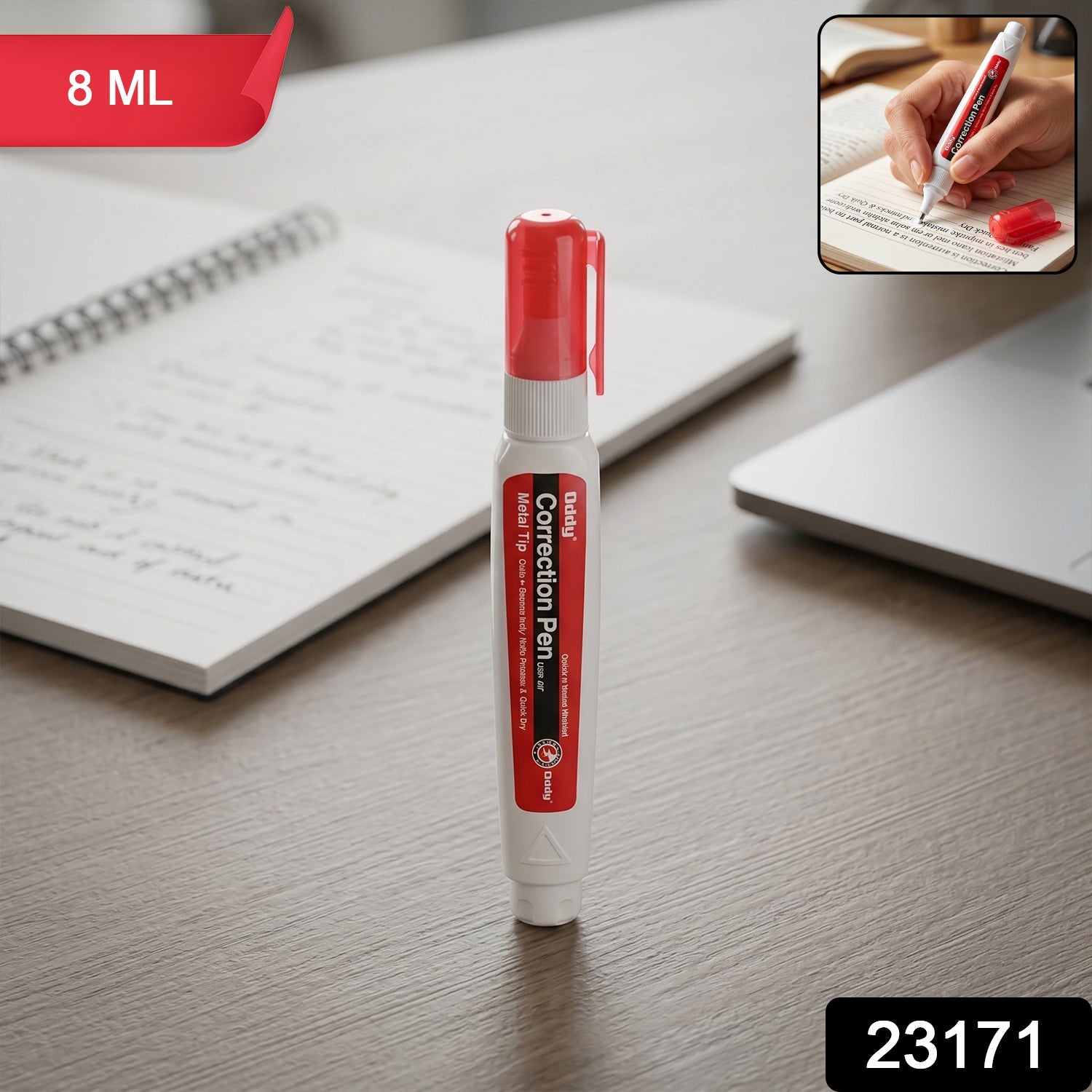 Correction Pen Precise, Quick-Dry & Mess-Free for Clear Writing - Side View