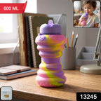 Foldable Silicone Sports Water Bottle Compact & Leak-proof Design - Side View