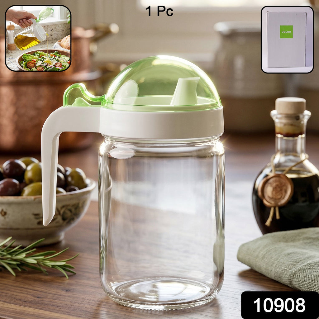 Glass Oil Bottle 580ml Leak-Proof & Easy Pour Design - Side View