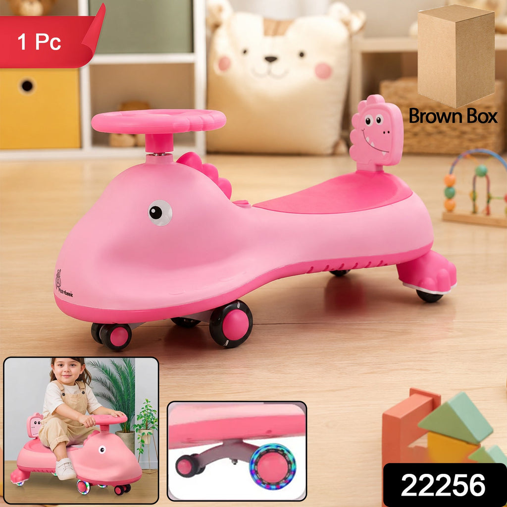 ALVENZA Kids Swing Car Ride On Toy with Music, Pink Shark Design Magic Twist Car (1 Pc)