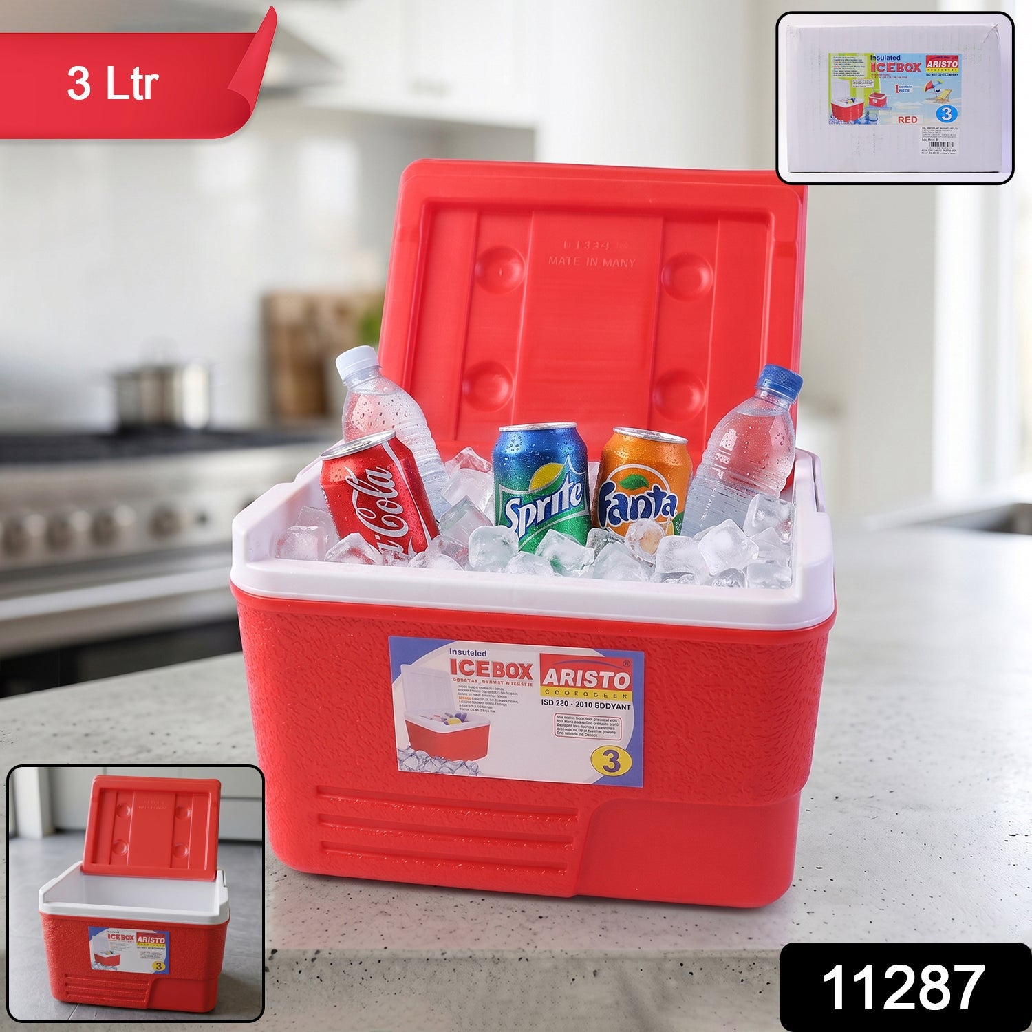 ALVENZA Heavy Duty Insulated Ice Box – 3 Litre Portable Cooler for Outdoor Use