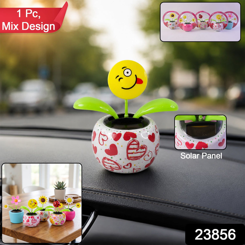 ALVENZA Solar Dancing Flower Toy with Pot for Car Dashboard and Desk Decor (1 Pc)