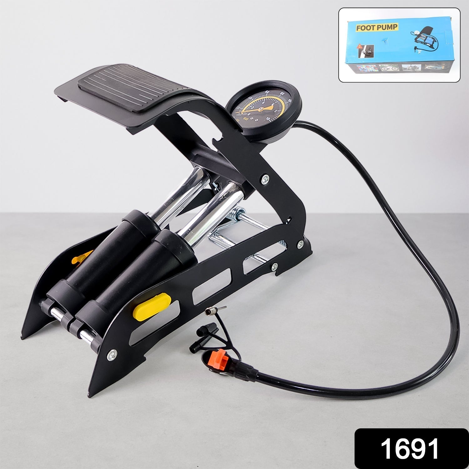 ALVENZA Foot Air Pump – Dual Cylinder, 150 PSI for Car & Bike | Carivox