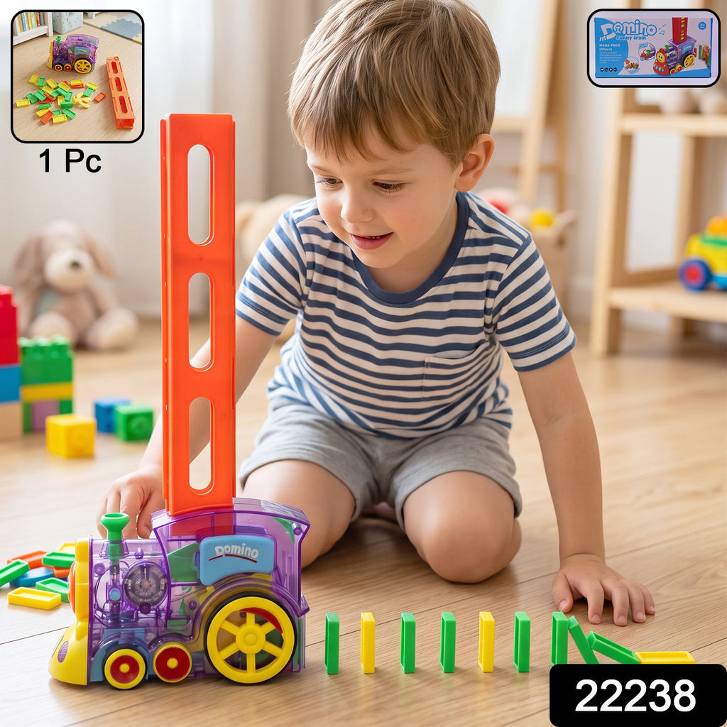 ALVENZA Automatic Domino Laying Train Engine Toy with Light and Music for K...