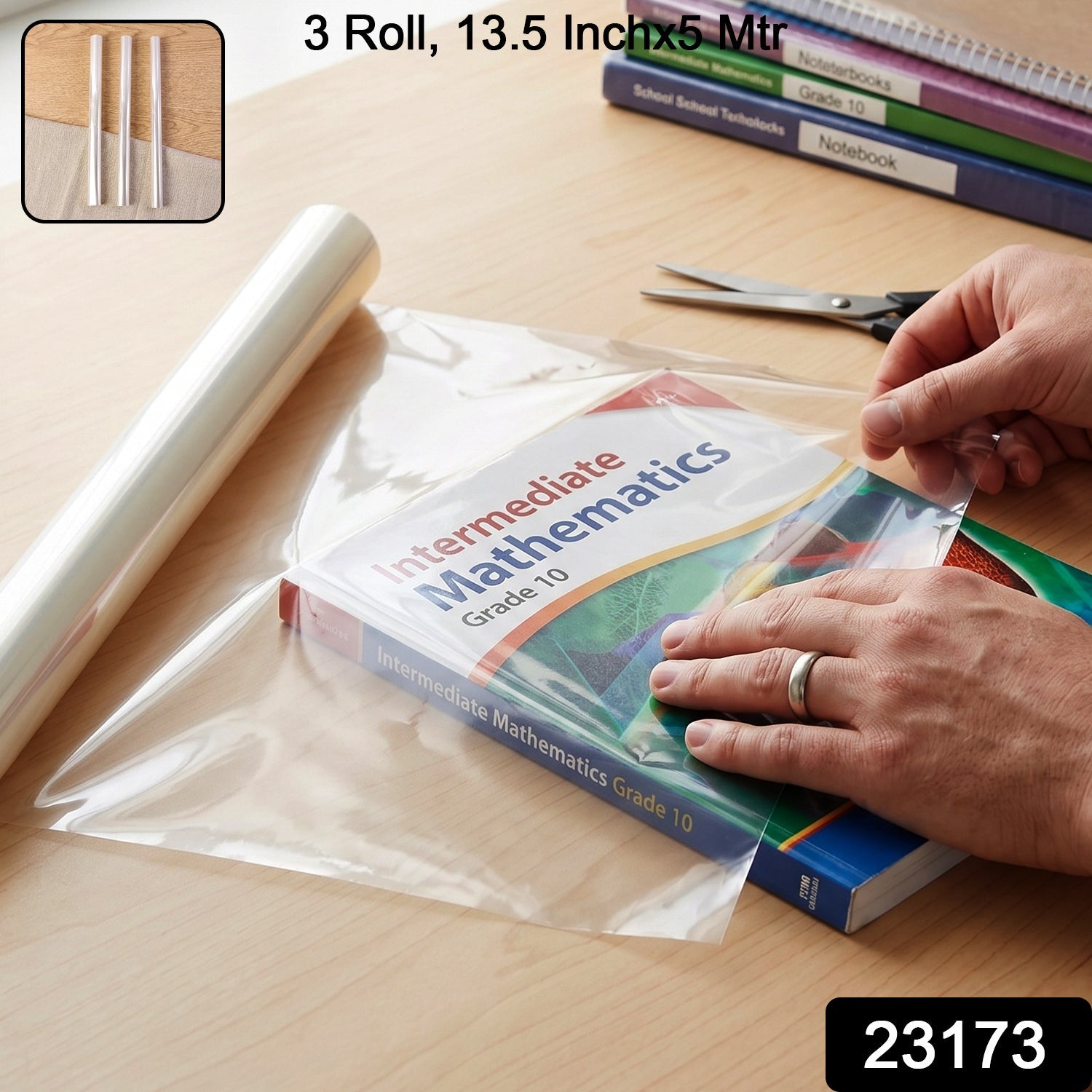 Book Cover Roll Transparent Protective Film for School & Office - Side View