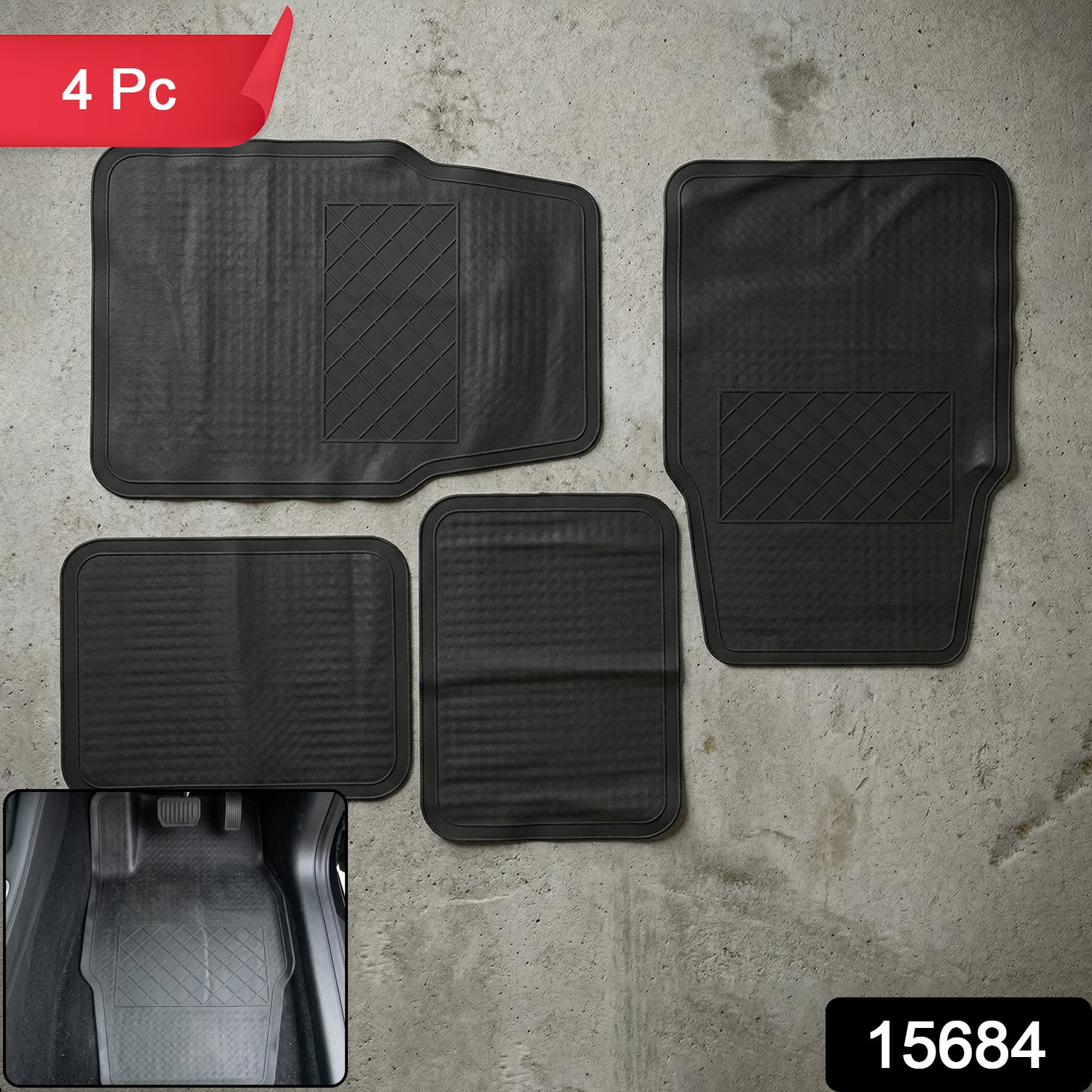 ALVENZA Heavy Duty Anti-Slip Rubber Car Foot Mat Set – Waterproof & Durable
