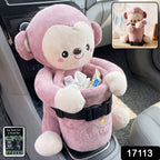 ALVENZA Car Trash Can and Tissue Box Holder Cute Plush Monkey Dustbin Organizer (1 Pc)