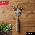 Stainless Steel Garden Rake Durable & Rust-Resistant Tool for Easy Gardening - Side View