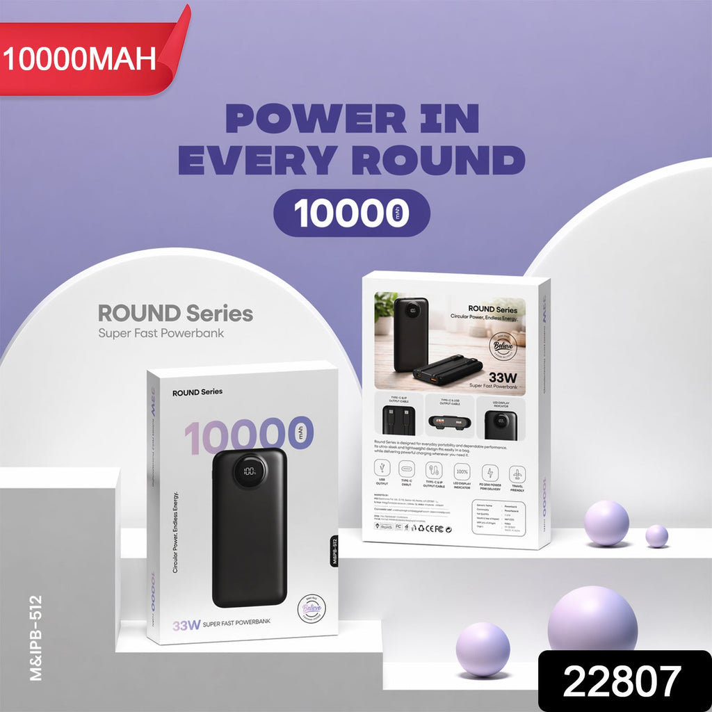 ALVENZA Power Bank – 10000mAh Capacity with 33W Fast Charging and Digital Display