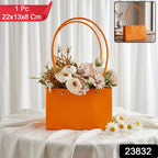 Foldable Flower Packaging Bag Waterproof & Elegant Handle - Side View