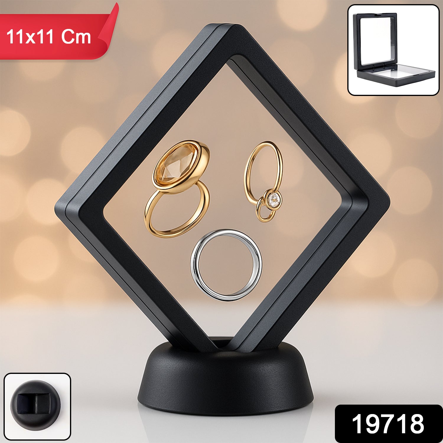 Jewellery Display Box Elegant Floating Design for Showcasing - Side View