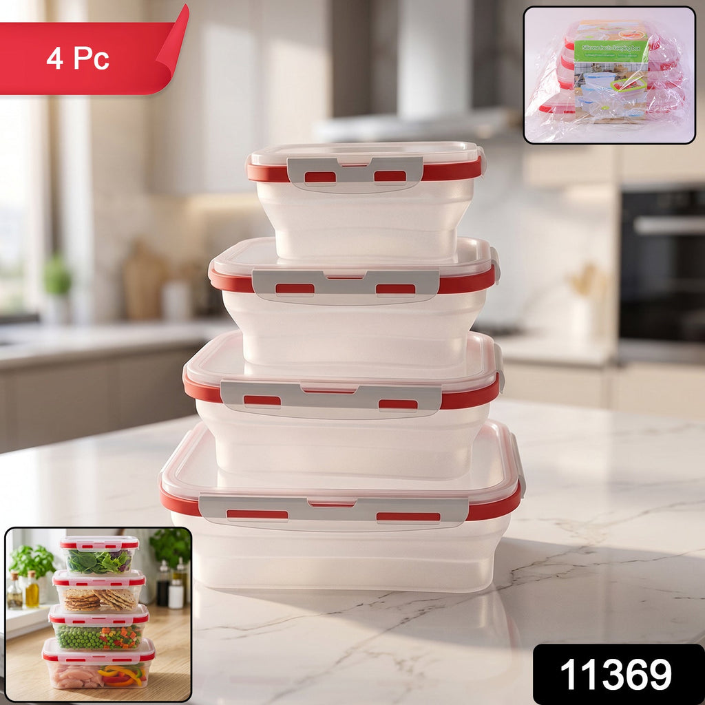 Collapsible Food Storage Container Set Space-Saving & Airtight - Side View