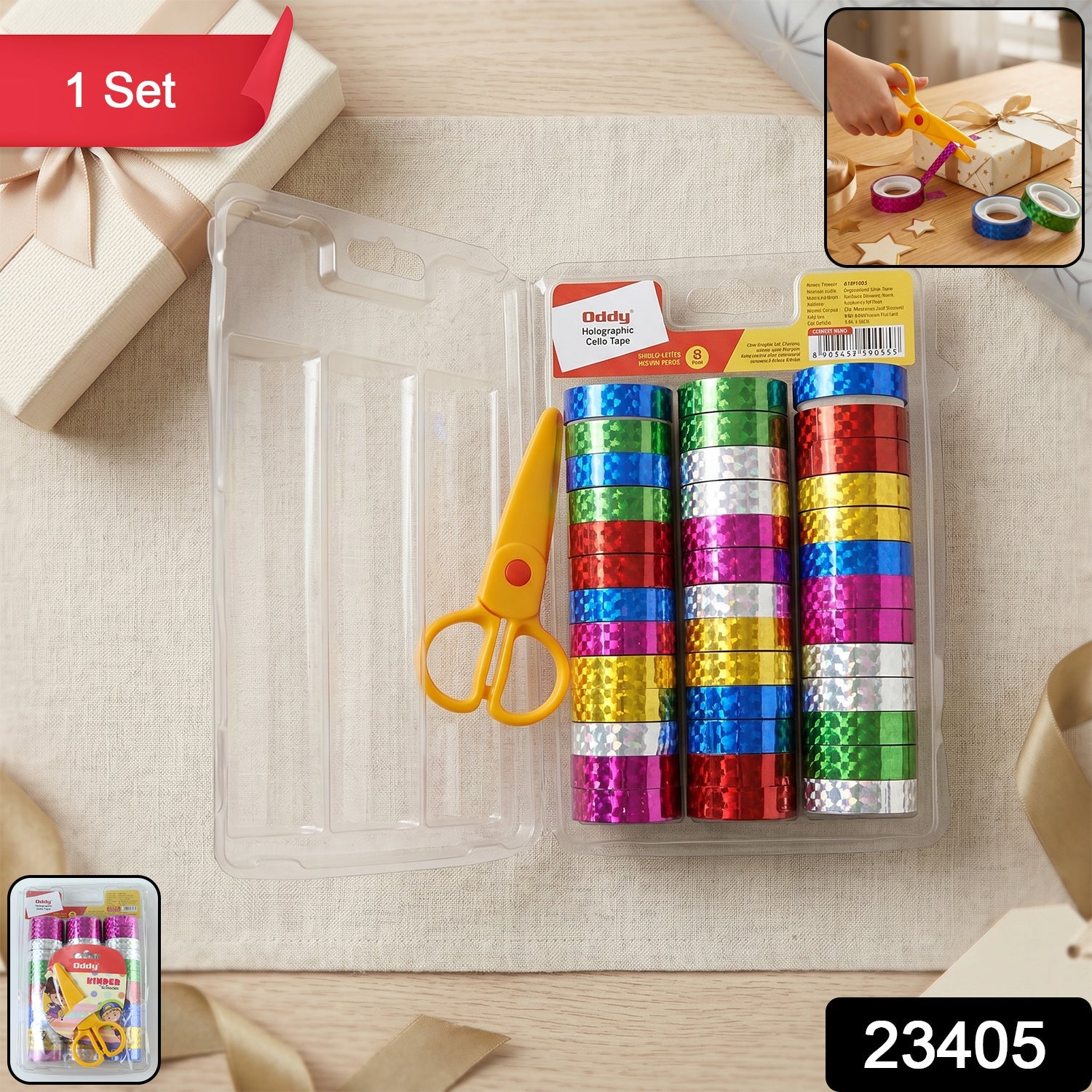 Holographic Decorative Tape Set Vibrant 39-Roll Creative Kit - Side View