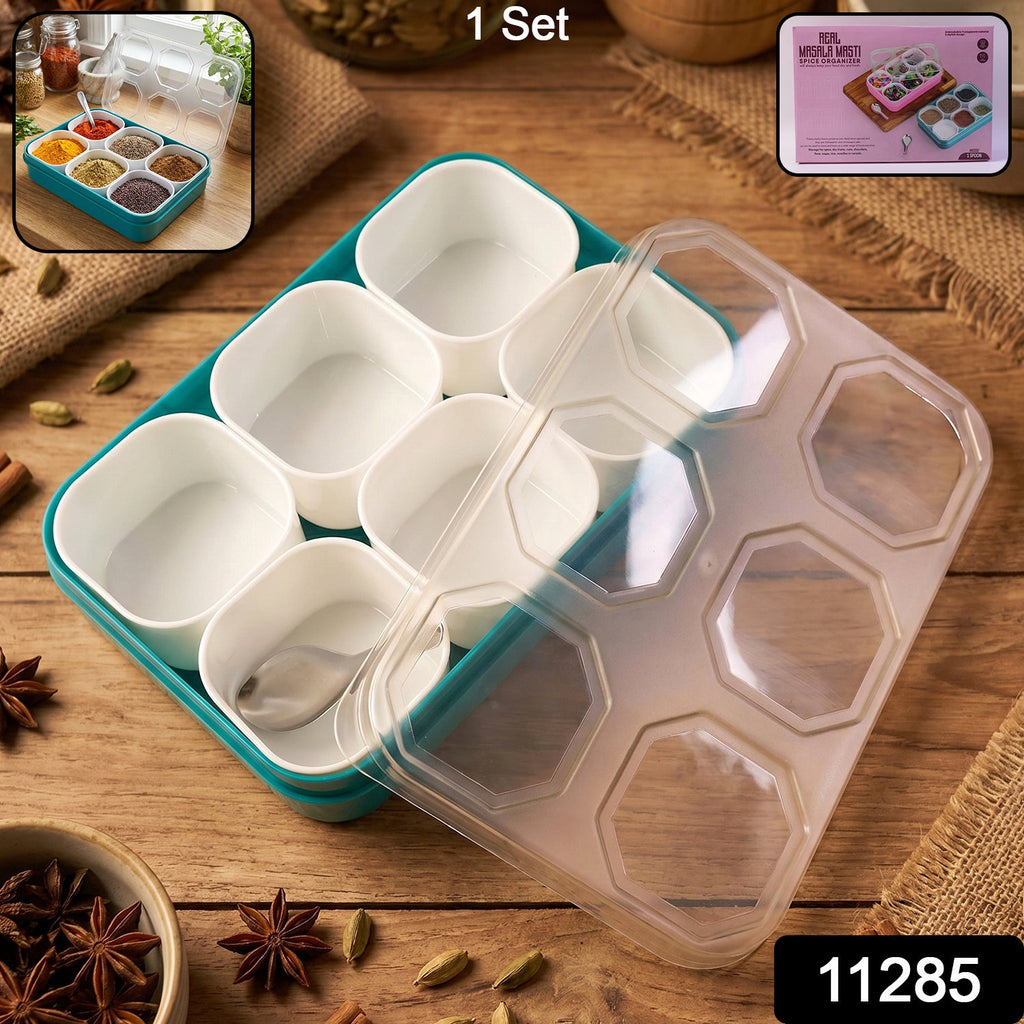 Spice Storage Box 6 Compartments for Easy Kitchen Organization - Side View