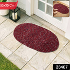 Red Oval Non-Slip Floor Mat Durable & Soft for Indoor Use - Front View