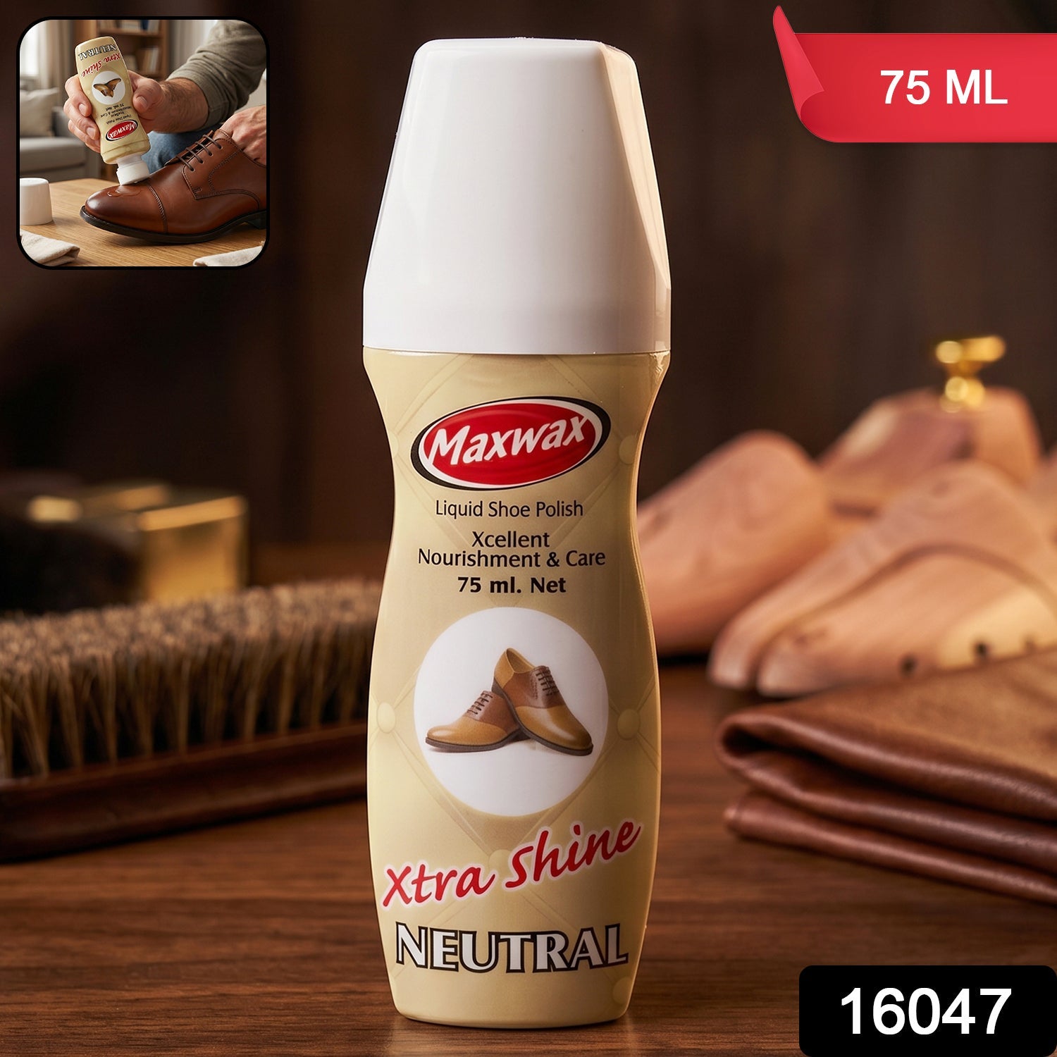 Neutral Liquid Shoe Polish Instant Shine & Leather Care - Side View
