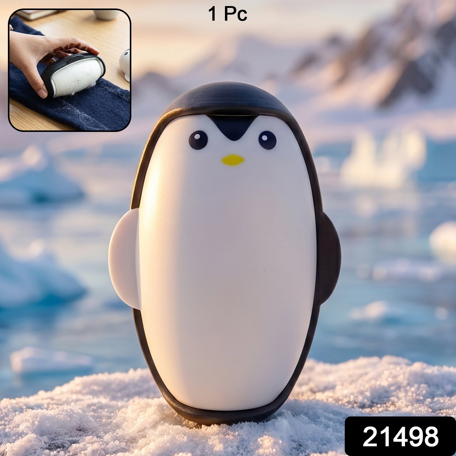 Reusable Penguin Lint Roller Eco-friendly & Compact Cleaning Solution - Side View