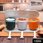 Spice Box 3-Grid Masala Storage with Spoons | Tidy Table - Side View