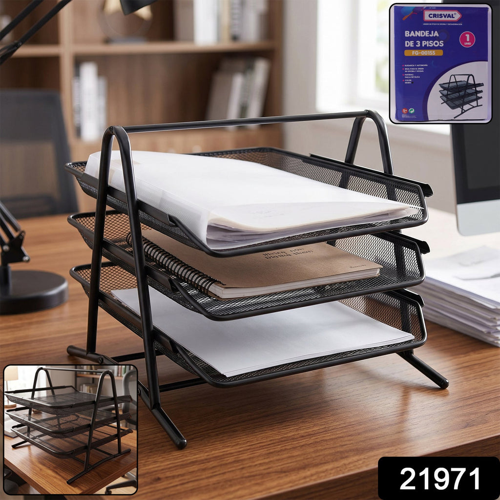ALVENZA Organizer Rack – Durable 3-Tier Metal Storage for Office & Home